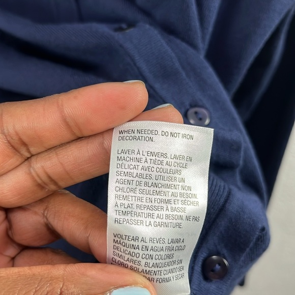 Charter Club Cardigan Navy Blue Sequin Floral Front Round Neck Buttons Size XXL - Picture 6 of 9